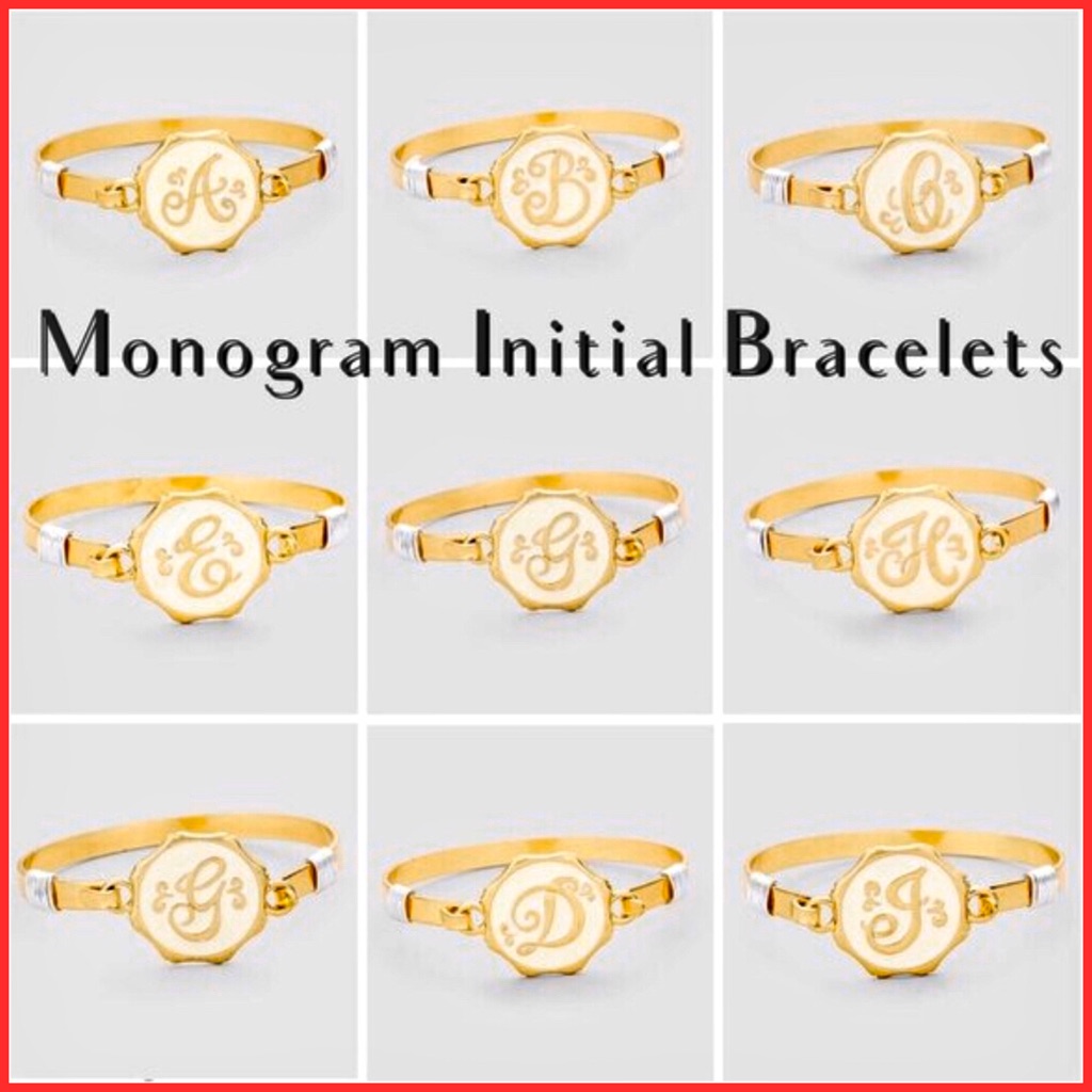 Script Monogram Initial Enamel Bracelet,Nwt
